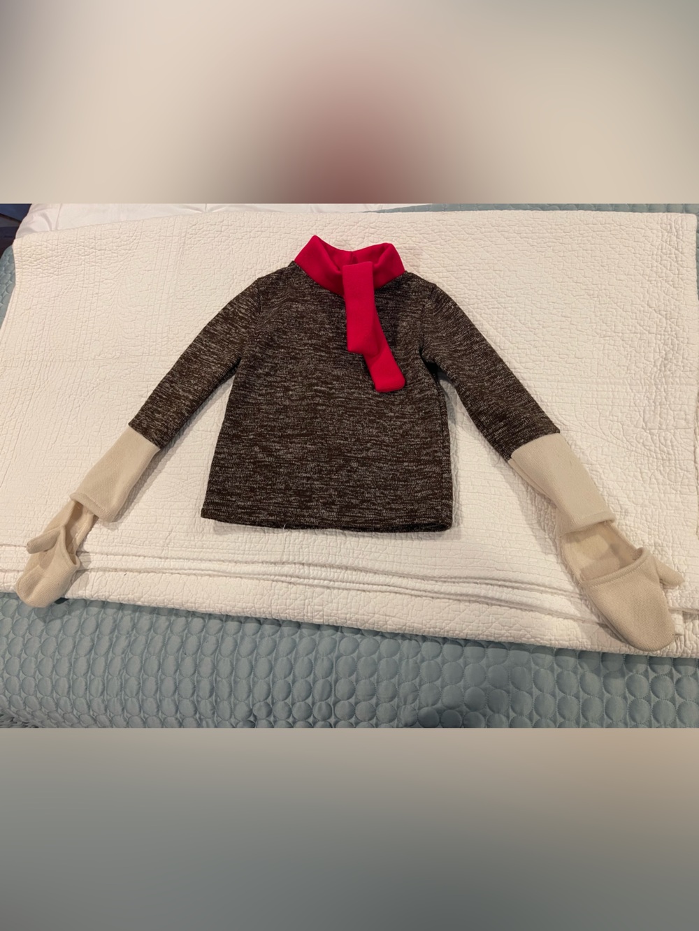 Chasing Fireflies Sock Monkey Brown Marled Sweater Red Neck Tie Sz 6 Halloween